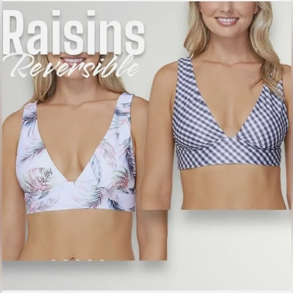 Raisins Reversible Tropical/Gingham Bikini Set Size XL